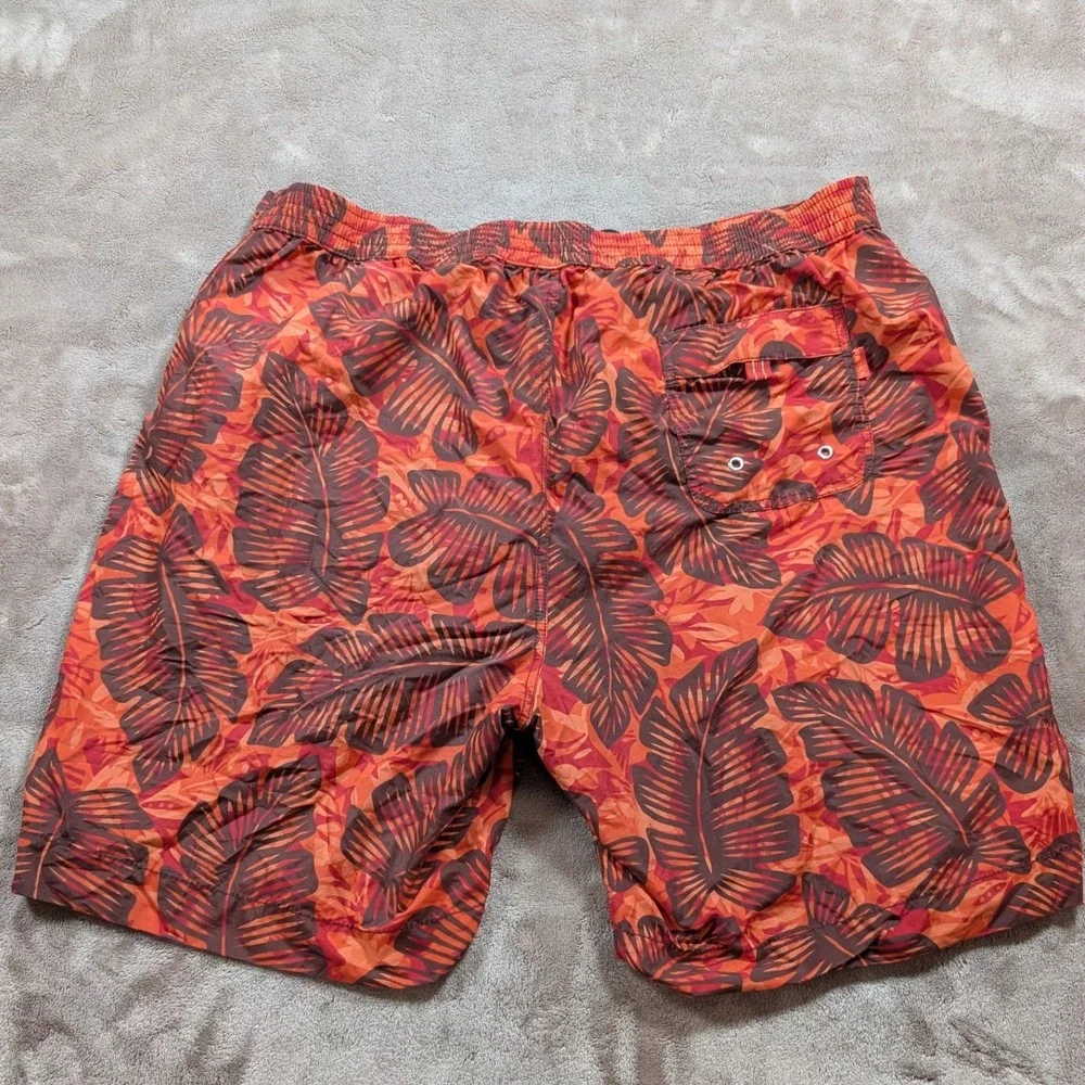 Tommy Bahama Relax Mens XL Swim Trunks Orange Tropical Palm Leaf Board Shorts